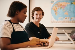 Two students studying