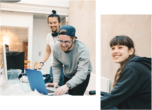 Students sharing a laptop